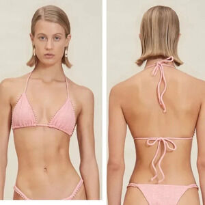 New! Free People Devon Windsor Pink Tweed Drew Bikini Top - 27273